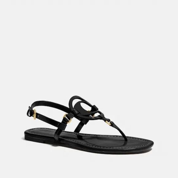 Coach Shoes Coach Womens Jeri Leather Sandals Black 7m Poshmark